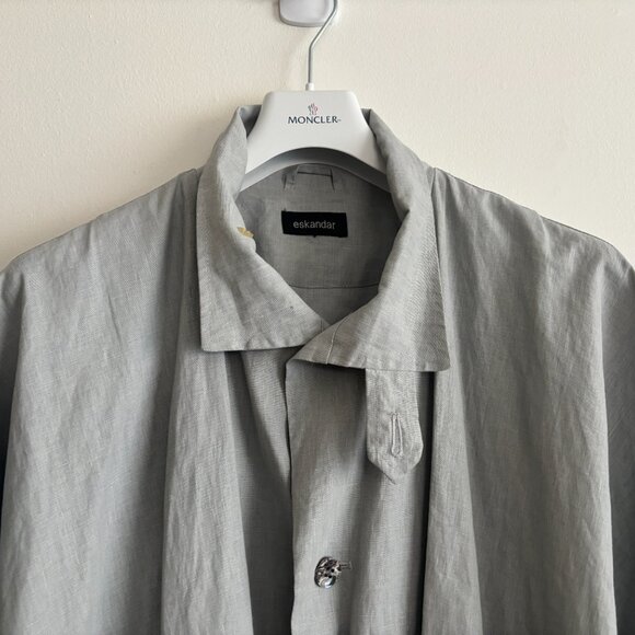 ESKANDAR Oversize Boxy Wide PU Linen, Lightweight, Grey  Rain Coat/ Jacket - Picture 2 of 13